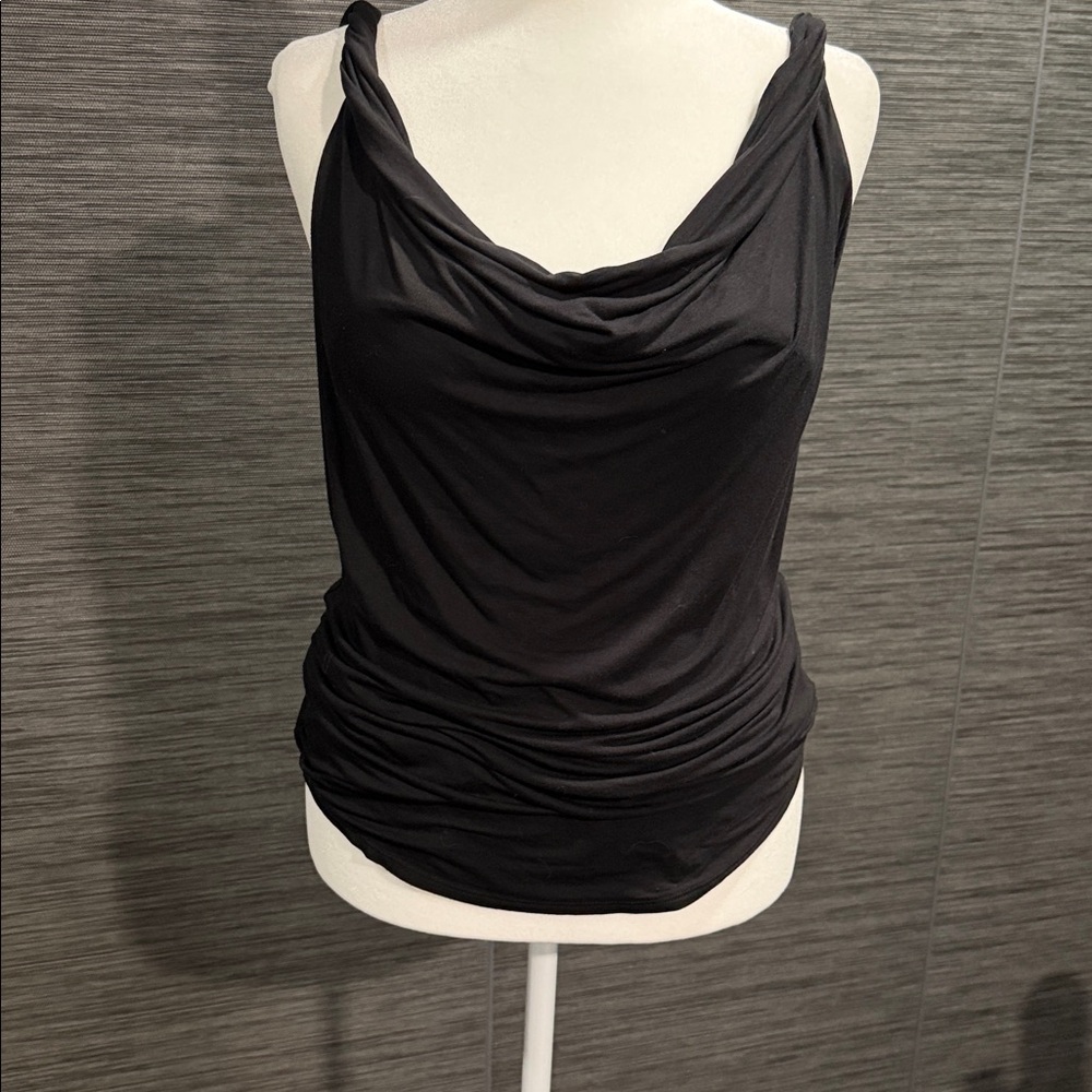 Calvin Klein Black Drape-Neck Tank